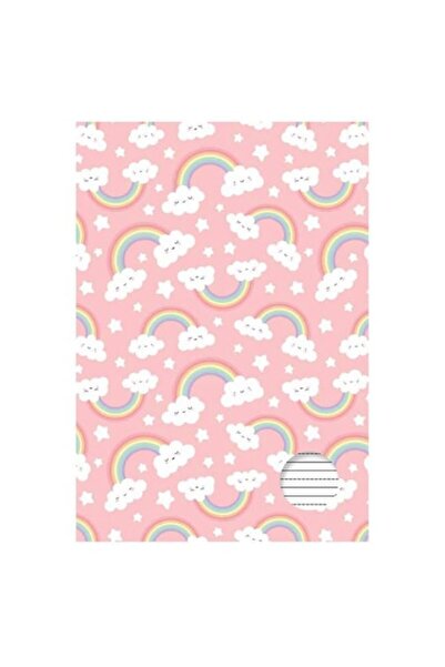 Jumbo Caiet A5, 20 de coli, design curcubeu și nori, linie dictando, copertă colorată