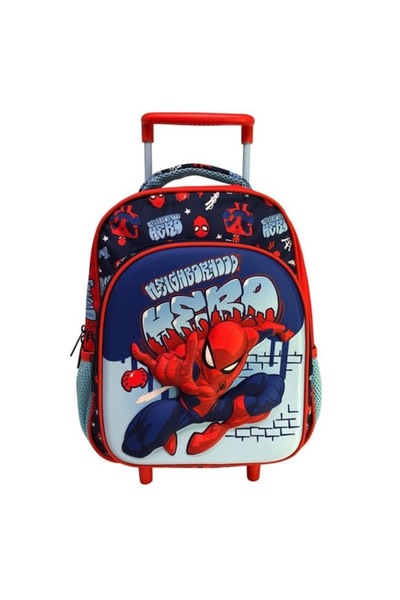 ANTBRO Spiderman 3D Kindergarten Trolley Bag - Preschool Backpack Blue-Red