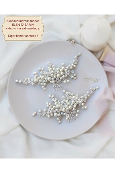 BYEN GİYİM Accesoriu elegant de mireasă Accesoriu de păr cu perle. Coroană de...