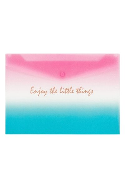 OEM A4 Folder with Pink Ombre Snap and Gold Foil Print "Enjoy the Little Things" 33.5x24 cm