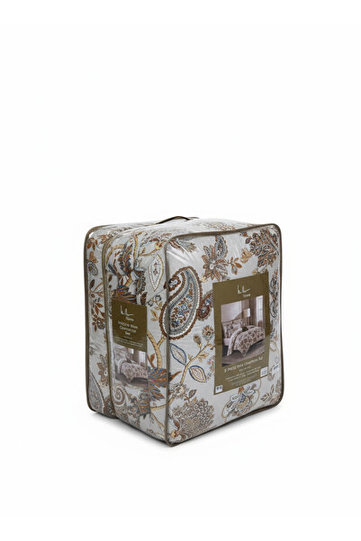 Bee Home Bed and Bath Pilgrim Gray | 100% Cotton Double 8-Piece Duvet Set | Black friday