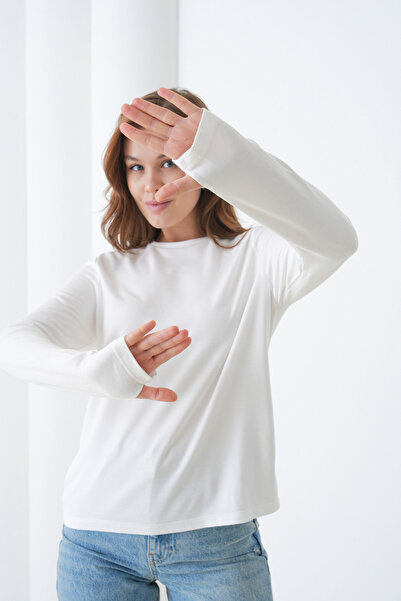 MAMAYAGA Γυναικεία μπλούζα με μακρύ μανίκι με λαιμόκοψη ποδηλατικού τύπου, αθ...