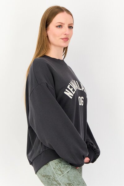 New Balance Women Oversized Fit Long Sleeve Training Sweatshirt, Dark Grey