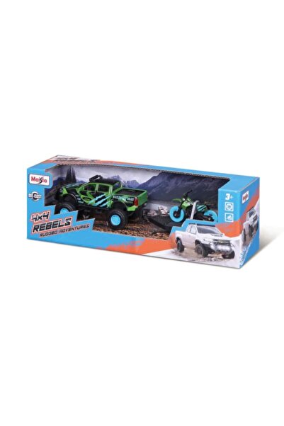 Evelise MAISTO MASINUTA METALICA 4X4 REBELS RUGGED ADVENTURES CU REMORCA VERDE