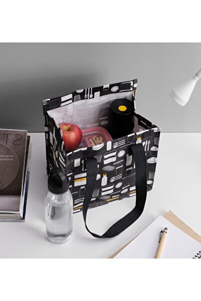 IKEA Yemek Taşıma Çantası Yükseklik 27 Cm Cırtlı Beslenme Çantası Desenli Küçük Boy Çanta