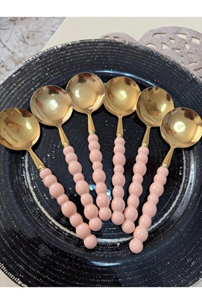 PerottiHome Pearl Colored Beaded Gold Tablespoon 6 Pieces