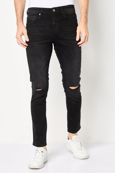 Dkny Men Regular Fit Washed Stretchable Jeans, Black