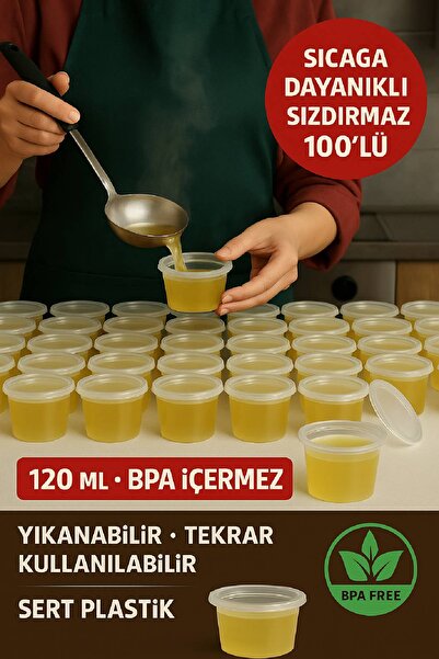 Open Home Concept 100’lü Set-120 ml Kendinden Kapaklı Şeffaf Sosluk – Sızdırmaz, Sıcağa Dayanıklı, Tekrar Kullanılabil