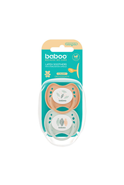 Baboo Suzeta Ortodontica din Latex Calmy - Culoarea Piersica, 2 bucati, 0 luni+