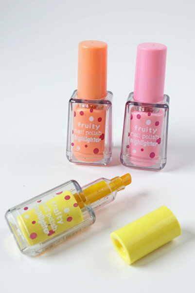 KANİNCHEN مجموعة من 3 أقلام تحديد مع مجسم طلاء الأظافر