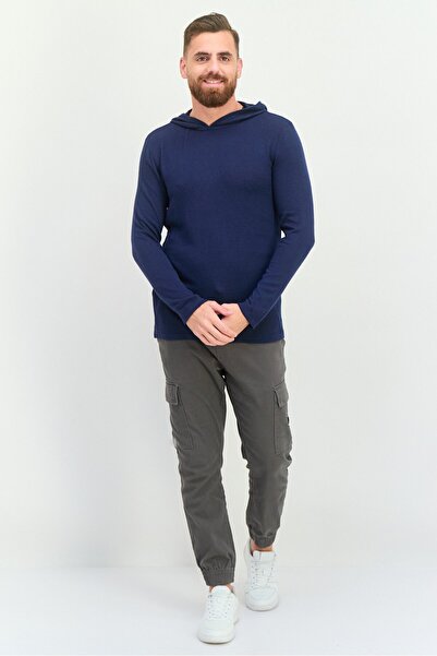 Perry Ellis Men Hooded Long Sleeve Solid Sweatshirt, Navy