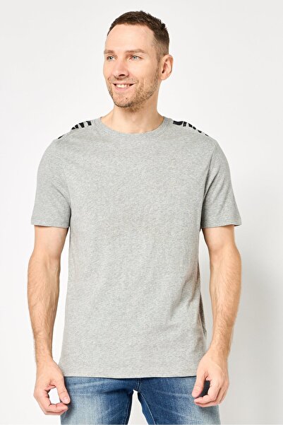 Dkny Men Crew Neck Short Sleeve Brand Logo T-Shirt, Grey