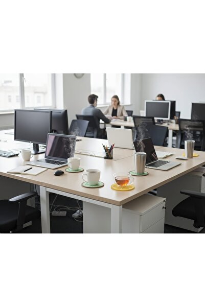 Generic Set of 12 round silicone heat-resistant coasters for table, kitchen and office, super protective colored coasters