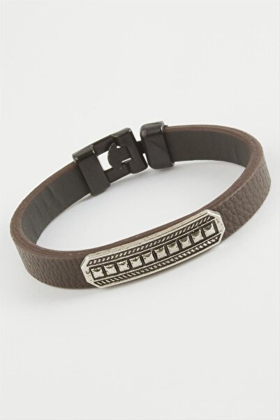 ZERO LAND Noktalı Kaliteli Suni (220453) Deri Bileklik-Kahverengi