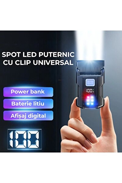 miraza Keychain LED Flashlight, LED+COB, 1000 mAh, 90° Adjustable Head, Back Clip, Magnet, SOS Function, USB-C