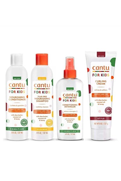 Cantu مجموعة كانتو المغذية للشعر (بلسم + شامبو + بلسم + كريم تجعيد) للأطفال