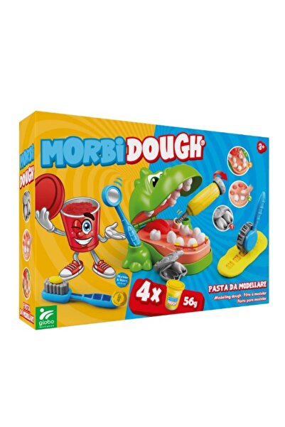 GLOBO Plastilina Crocodil la dentist Kidea, pentru copii, 4 x 56 g, diverse c...