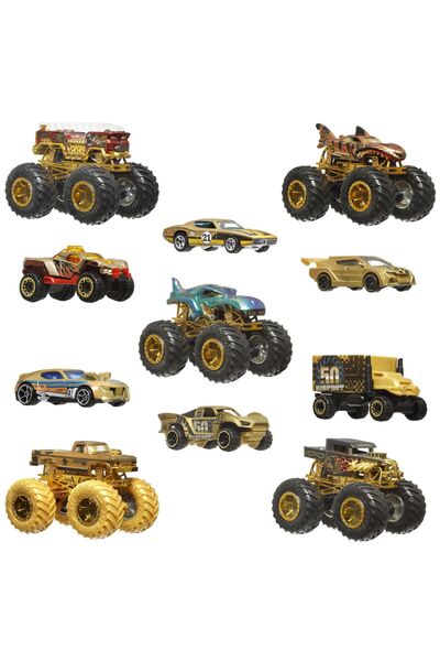 mattel Hot wheels monster truck 50 bigfoot set 11 vehicles trophy champions