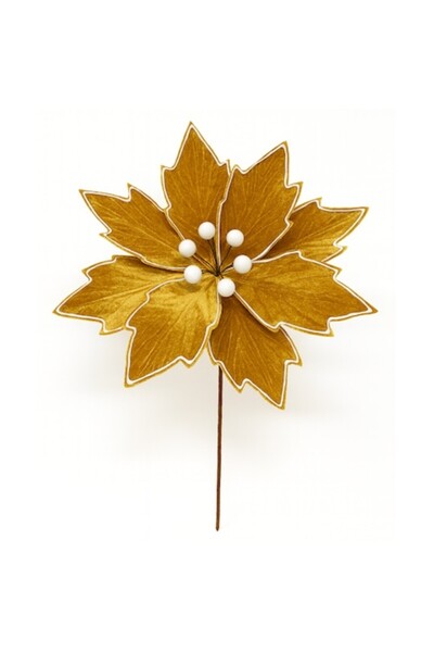 OEM Floare decorativă premium de Crăciun, material catifelat, 30 cm, galben m...