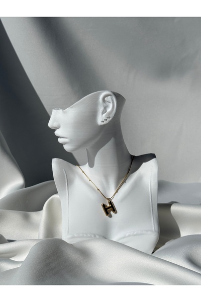 NB STEELORA قلادة بالون ذهبية اللون على شكل حرف من الفولاذ