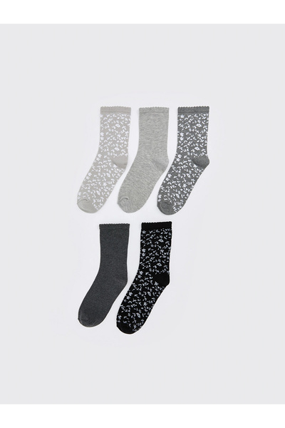 LC Waikiki Lcw Dream Gray Patterned Women's Socks 5-Pack