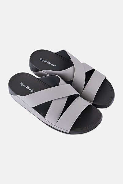 English Laundry Men Slip On Crisscross Arabic Sandals, Light Grey