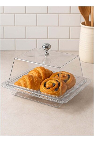 SUPPLIER صينية تقديم أكريليك بغطاء مقبب - حامل لعرض الطعام للمعجنات والكعك والسندويشات والحفلات