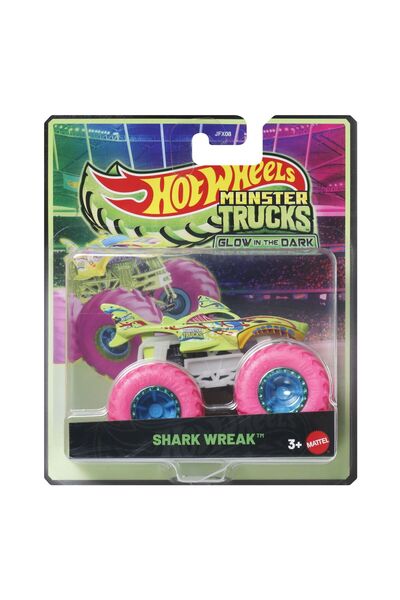 mattel Hot wheels monster truck glow in the dark car shark wreak scale 1 to 64