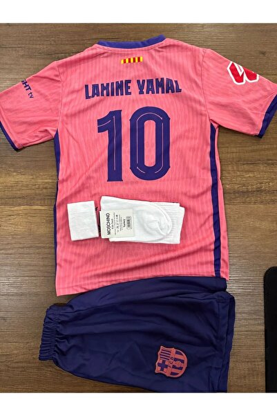 yenteks LAMİNE YAMAL Turuncu Yeni Sezon 4 Lü Set Çocuk Futbol Forması Forma+Ş...