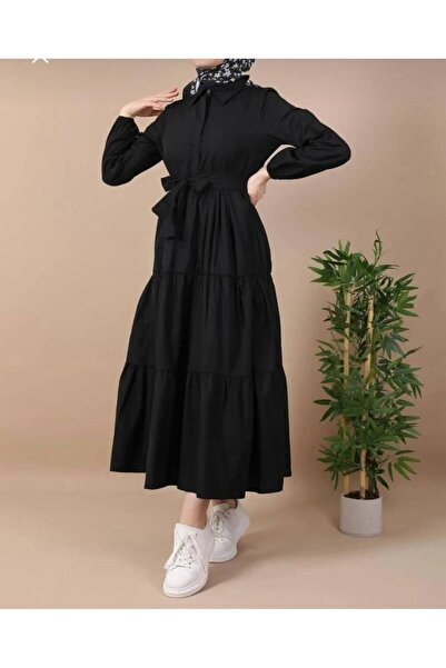 Gülmude Button Closure, Elastic Waist, Stylish Hijab Dress Transitional Fabric Without Lining