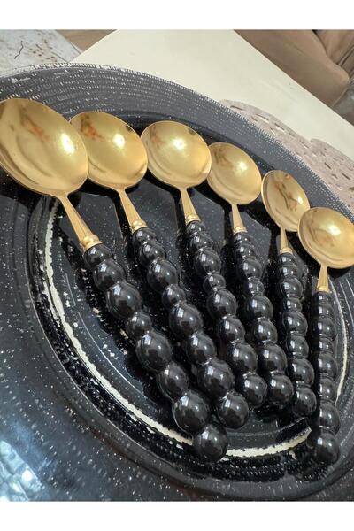 PerottiHome Pearl Colored Beaded Gold Tablespoon 6 Pieces