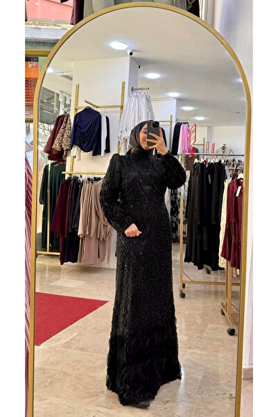 Stil Hattı Simli Boncuklu Abiye