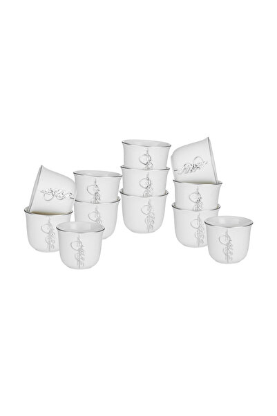 Dania Luxury Arabic coffee cup set - 12 pieces with elegant silver engraving