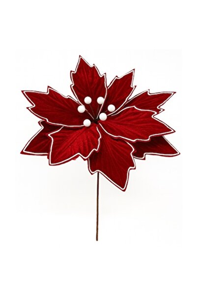 OEM Flori decorative premium de Crăciun pentru brad, catifea, 30 cm, roșu/alb