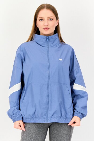 New Balance Women Oversized Fit Long Sleeve Training Jacket, Slate Blue