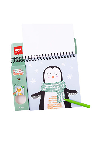Aplı Блок за оцветяване и рисуване на животни APLI, включва 5 маркера