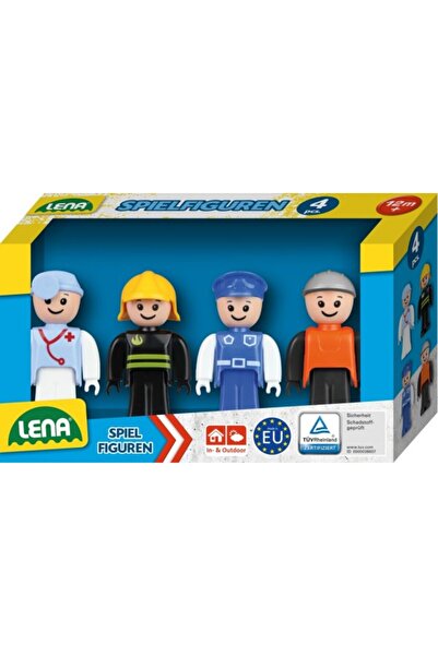 LENA Set of 4 little men with jobs figures compatible with Truxx 8cm height