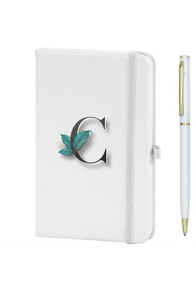 LİNOVERA Letter C Flower Printed Notebook