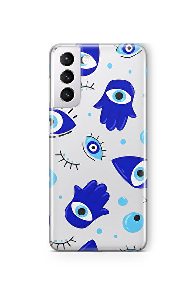 FLAMENKO حافظة هاتف شفافة بنمط يد هامسا متوافقة مع هاتف سامسونج جالاكسي S22