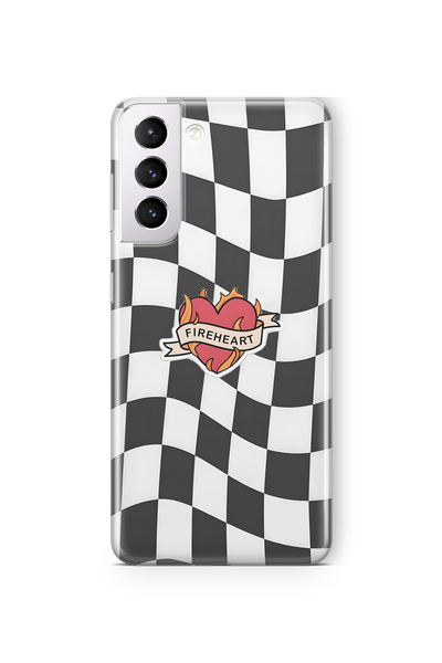 FLAMENKO حافظة هاتف شفافة بنمط مربع فايرهارت متوافقة مع هاتف سامسونج جالاكسي S22