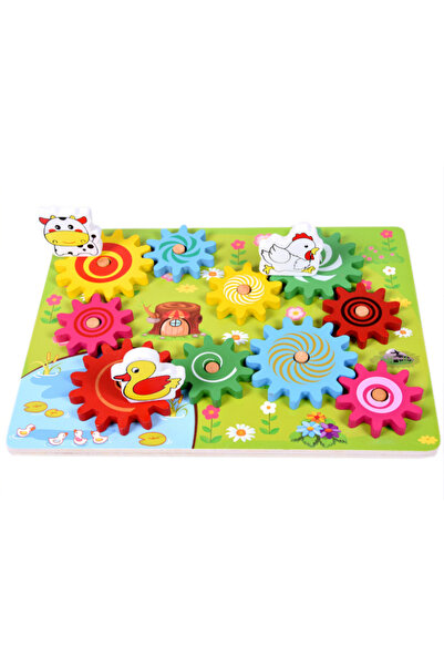 OEM Puzzle 3D Animale pe roți zimtate – Joc mecanic din lemn | ZukiToys.ro