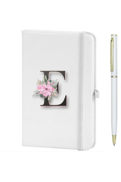 LİNOVERA Letter E Flower Pattern Printed Notebook