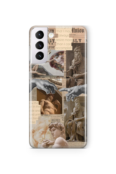 FLAMENKO حافظة هاتف شفافة منقوشة بنمط كولاج من سامسونج جالاكسي S22