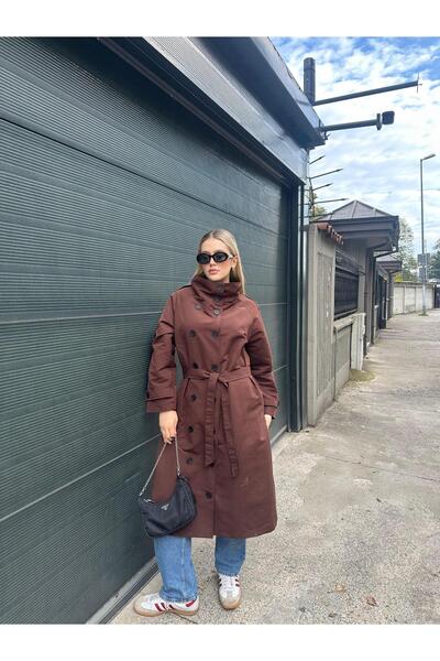 Bak'ap Преміум підкладка, високий комір, модна застібка, довгий тренчкот з деталями