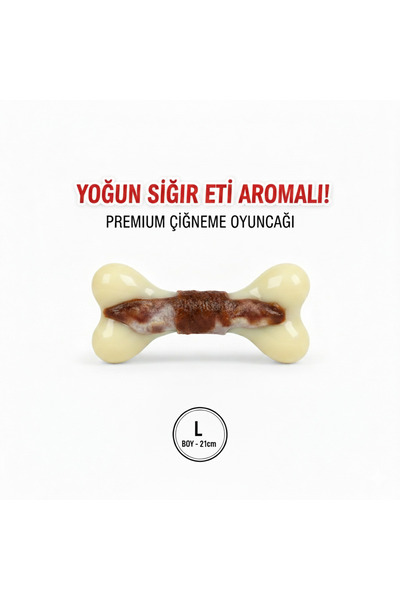 Tasma Market Büyük Irklar İçin 2’li Köpek Oyuncak Seti – Sığır Aromalı ve Turuncu Hışırtılı Kemik