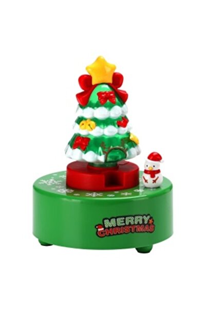 CREATIVE Christmas Tree Music Box (ABS), Rotating with Lights, 12 x 7 x 14 cm, Green/Red/Yellow