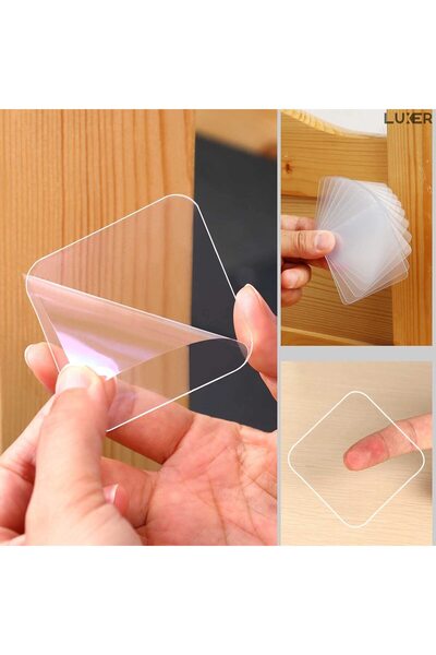 LUXER Set of 10 Multifunctional Double-Adhesive Plates for Strong Fixation, Transparent, 6 x 6 cm