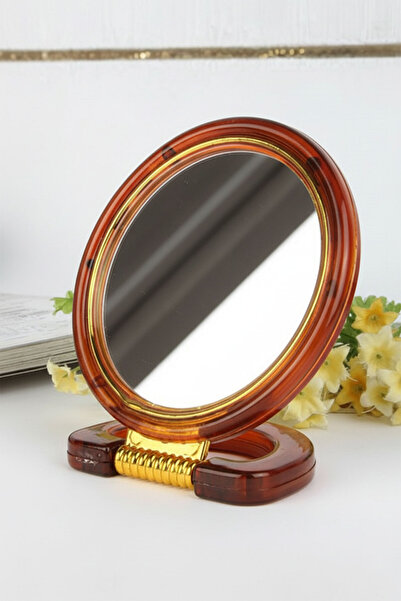 Muchmy Premium Quality Double-Sided Face Hair Grooming Makeup Mini Mirror - Brown