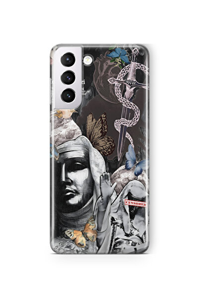 FLAMENKO حافظة هاتف شفافة بنمط الفراشة القوطية لهاتف سامسونج جالاكسي S22