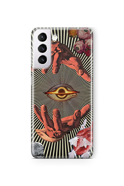 FLAMENKO حافظة هاتف شفافة بنمط كولاج اليد والعين لهاتف سامسونج جالاكسي S22